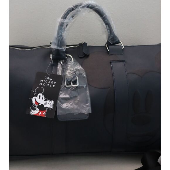 Concept One Disney O/S Black 3-D Mickey Mouse Embossed Weekender Duffle Bag - Picture 5 of 13